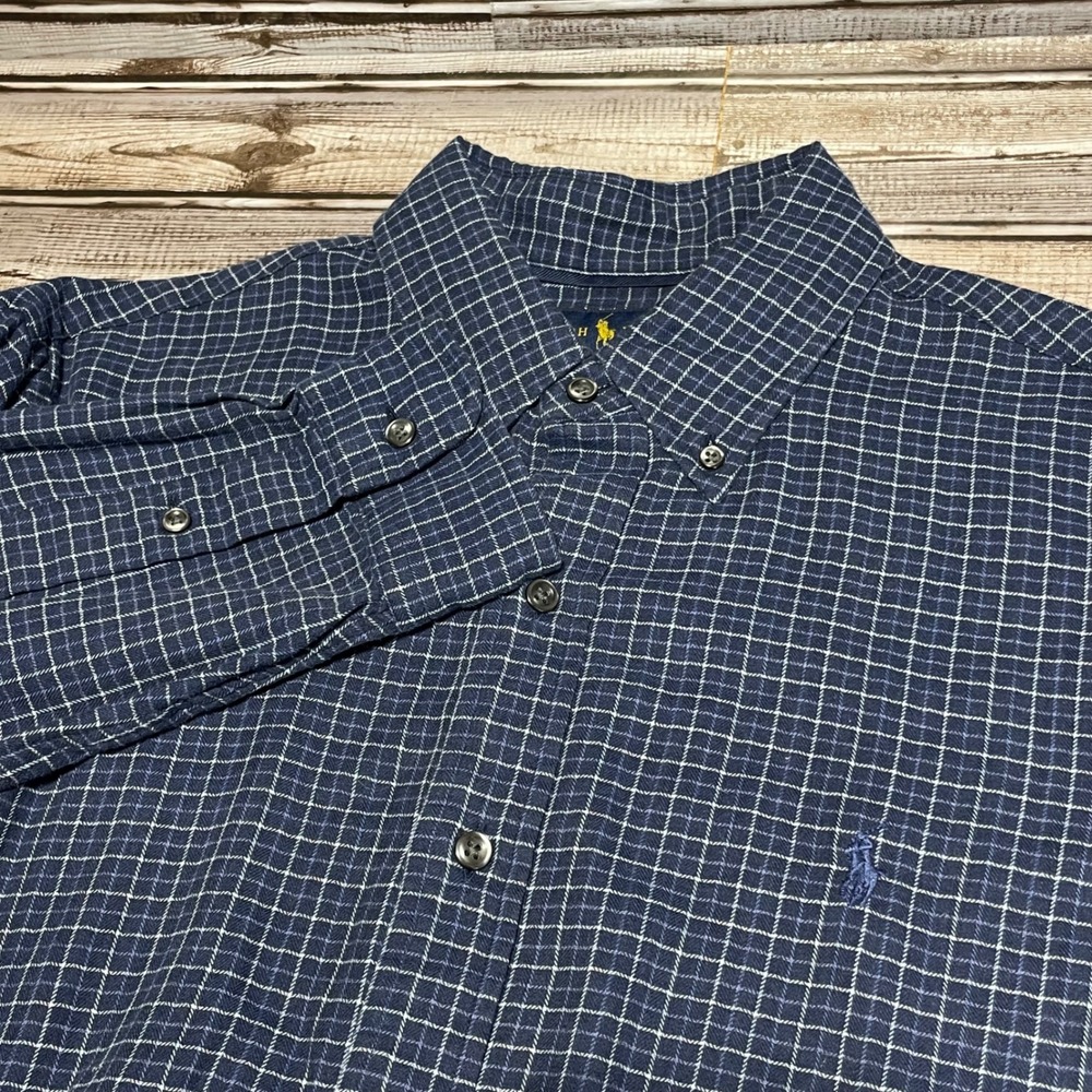 Ralph Lauren Mens Plaid Button Down Shirt Long Sleeve Large